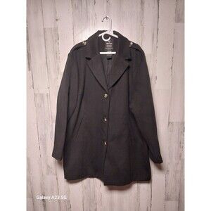 Wantdo Women's 3X Black Wool Blend Single Breasted Peacoat